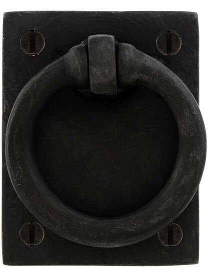 Rectangular Bronze Pull with Round Ring in Dark Bronze.